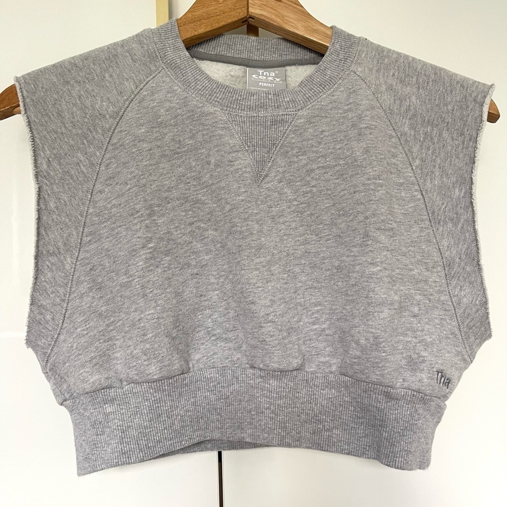 Aritzia TNA Gray Sleeveless Cropped Sweatshirt